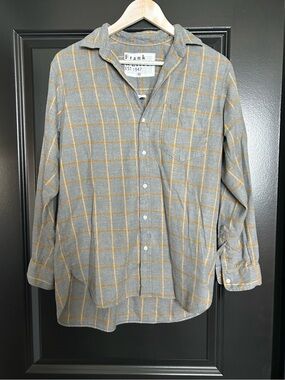Frank & Eileen Gray flannel Shirt with Mustard Windowpane XS